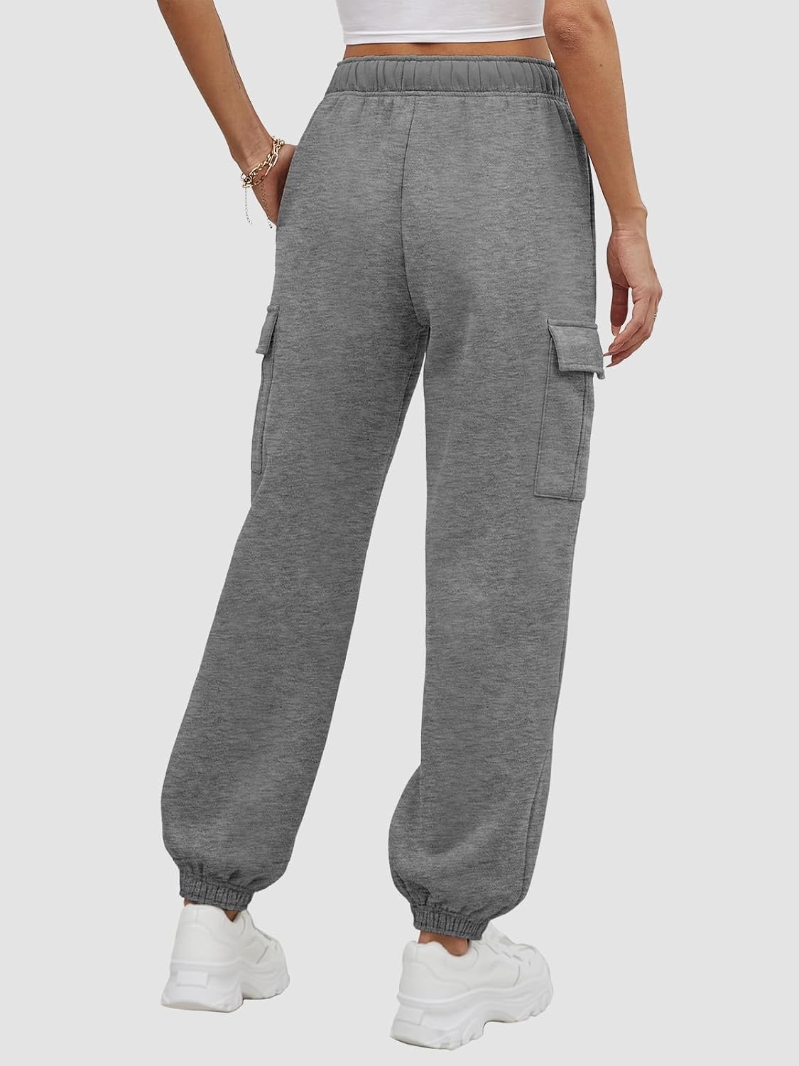 image:imageATHMILE Womens Cargo Sweatpants Oversized Fleece Joggers Fall Fashion Outfits Y2k Clothes 2026 with PocketsDarkgray