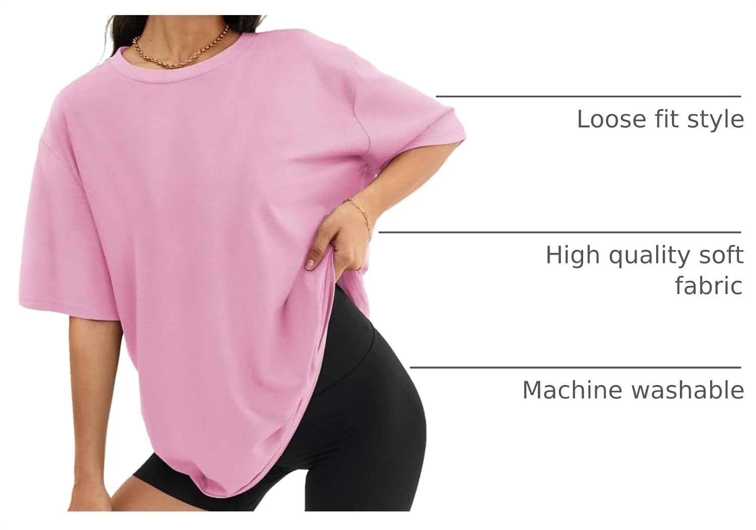 image:imageATHMILE Womens Oversized T Shirts Short Sleeve Workout TopsPink