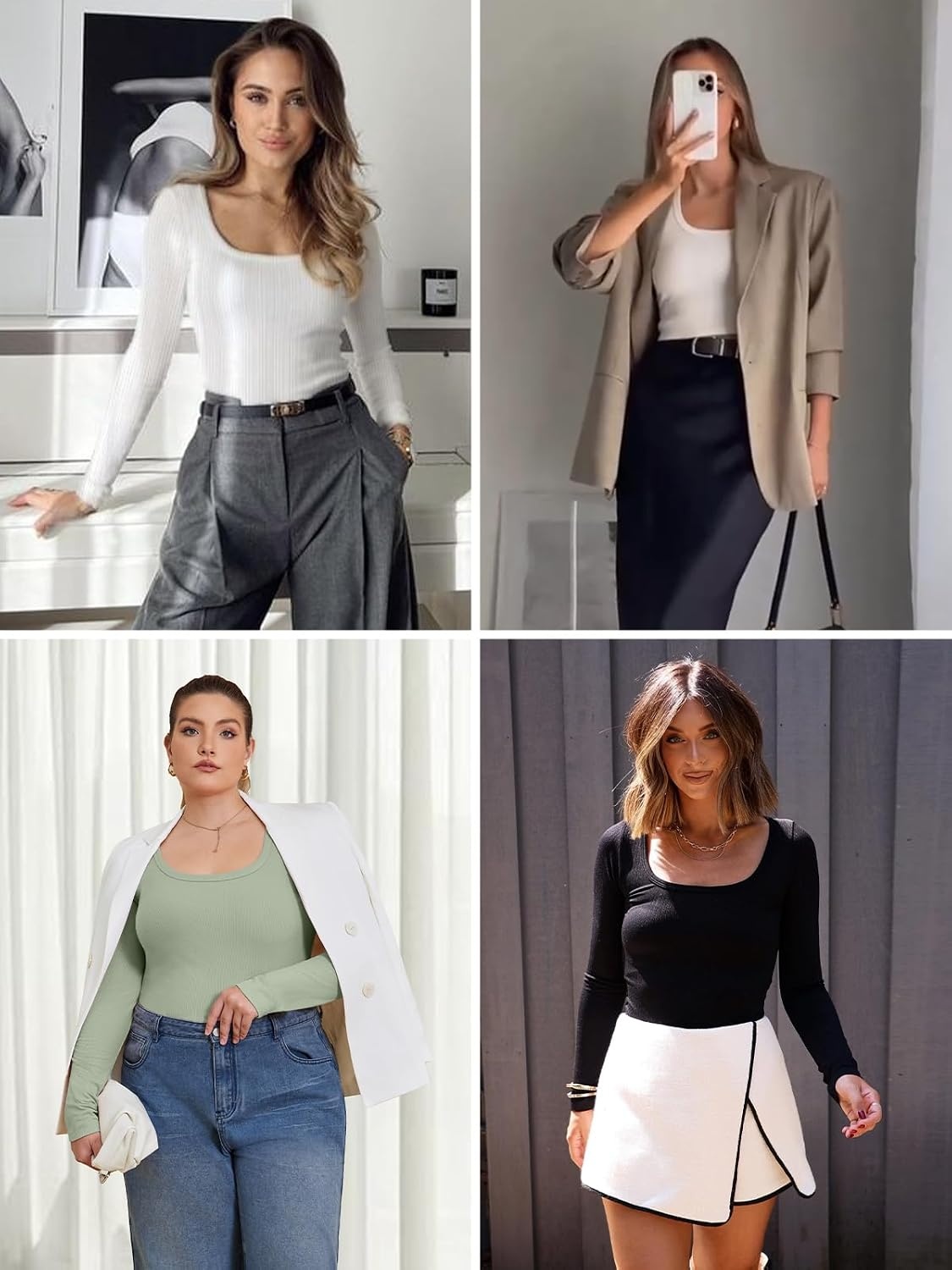 image:imageATHMILE Womens Scoop Neck Long Sleeve Tops Fashion Ribbed Knit Shirts Slim Fitted Casual Basic Tee T Shirt for Women 2026Apink