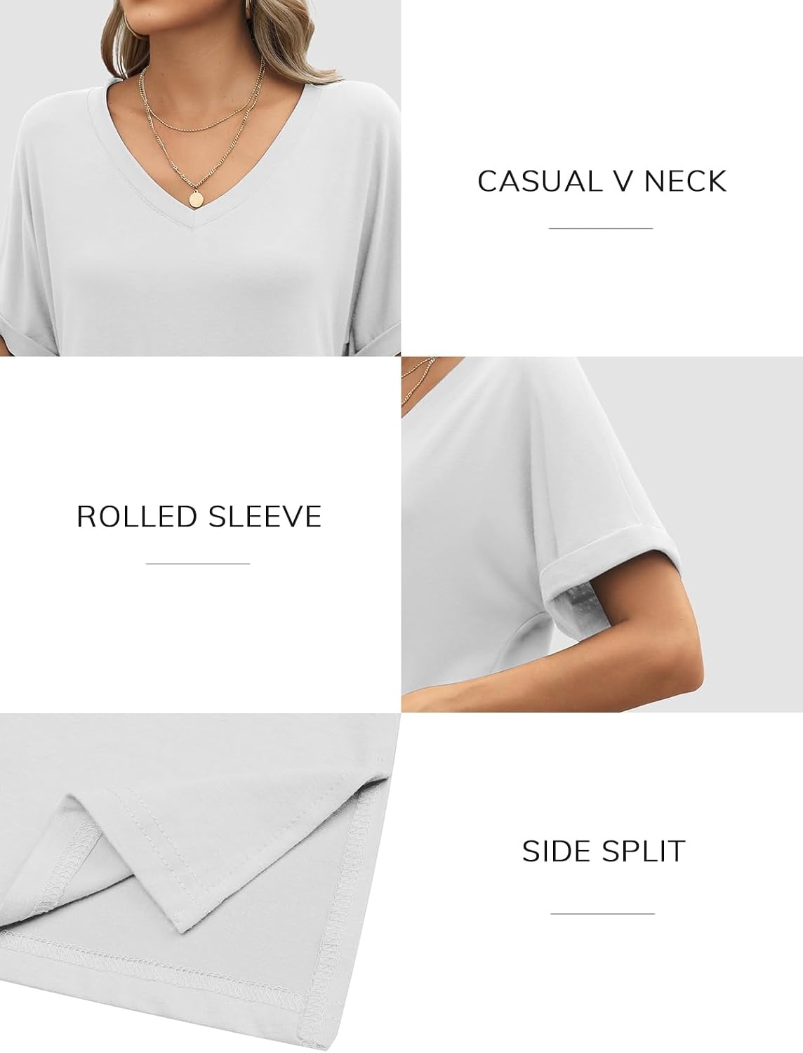 image:imageATHMILE Womens Summer 2025 V Neck Casual Tunic Tops Spring Fashion Basic Trendy OutfitsWhite
