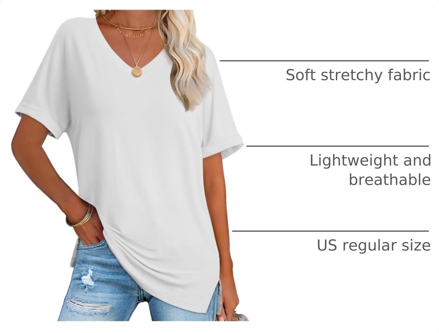 image:imageATHMILE Womens Summer 2025 V Neck Casual Tunic Tops Spring Fashion Basic Trendy OutfitsWhite