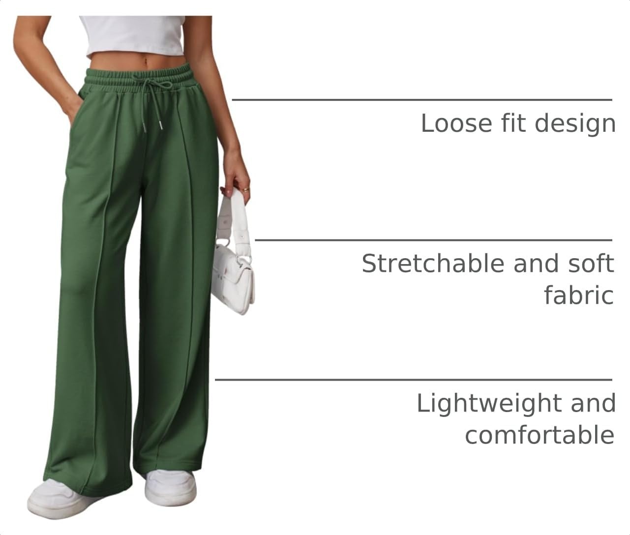 image:imageATHMILE Womens Wide Leg Sweatpants High Waisted Baggy Teen Girl PantsXmas Green