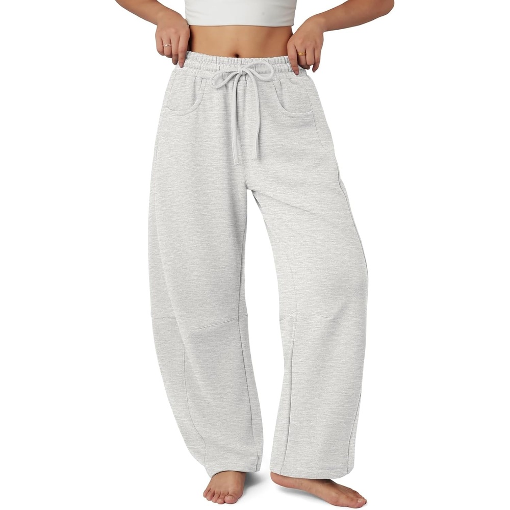 image:imageATHMILE Barrel Sweatpants Women Wide Leg Baggy Lounge Casual PantsAheather White