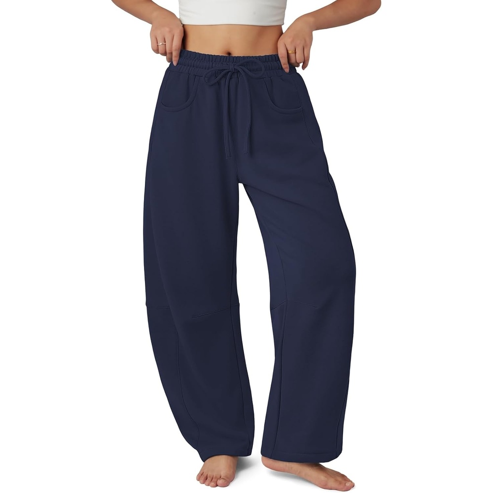 image:imageATHMILE Barrel Sweatpants Women Wide Leg Baggy Lounge Casual PantsAnavy