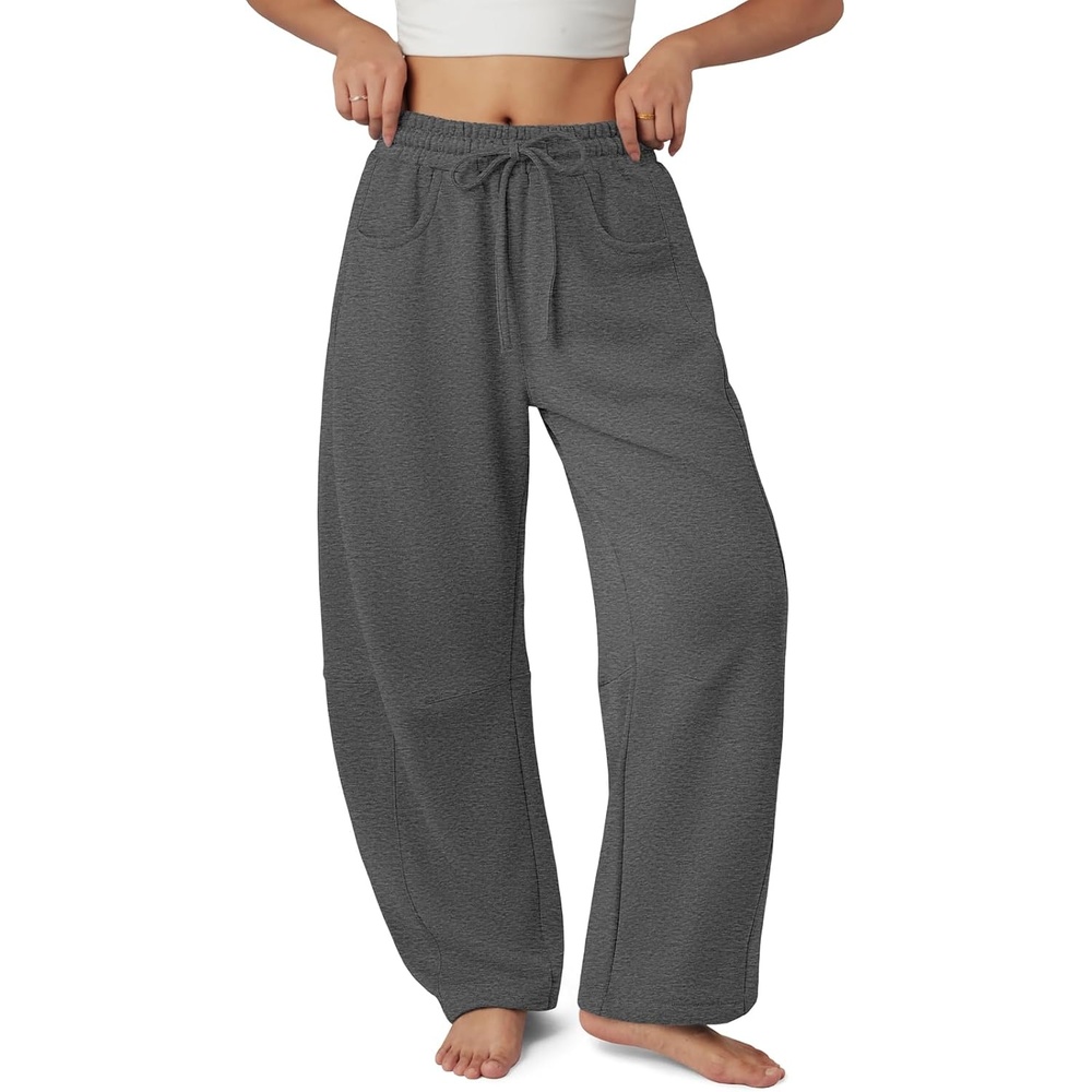 image:imageATHMILE Barrel Sweatpants Women Wide Leg Baggy Lounge Casual PantsDark Grey