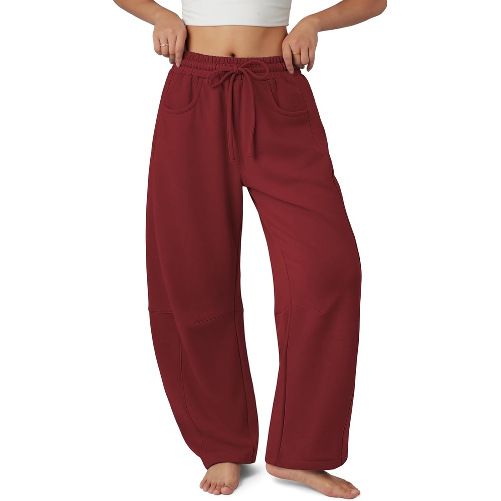 image:imageATHMILE Barrel Sweatpants Women Wide Leg Baggy Lounge Casual PantsWine Red