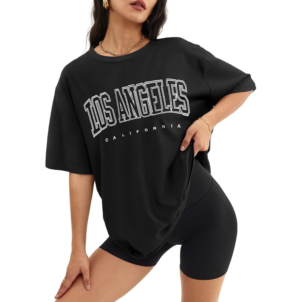 image:imageATHMILE Womens Oversized T Shirts Short Sleeve Workout TopsBlackp