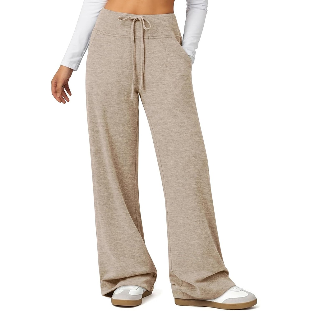 image:imageATHMILE Womens Wide Leg Sweatpants Baggy Drawstring Sweat PantsLight Brown