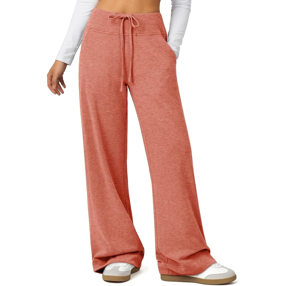image:imageATHMILE Womens Wide Leg Sweatpants Baggy Drawstring Sweat PantsRed