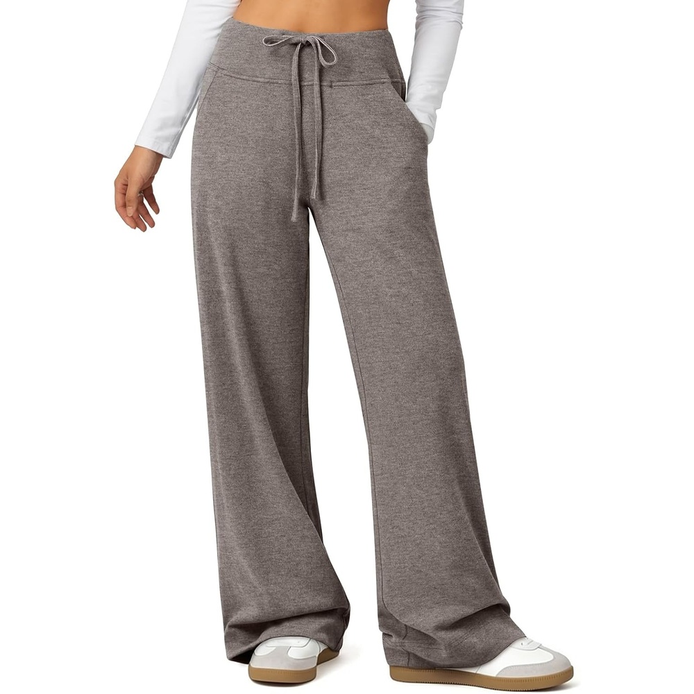 image:imageATHMILE Womens Wide Leg Sweatpants Baggy Drawstring Sweat PantsTaupe