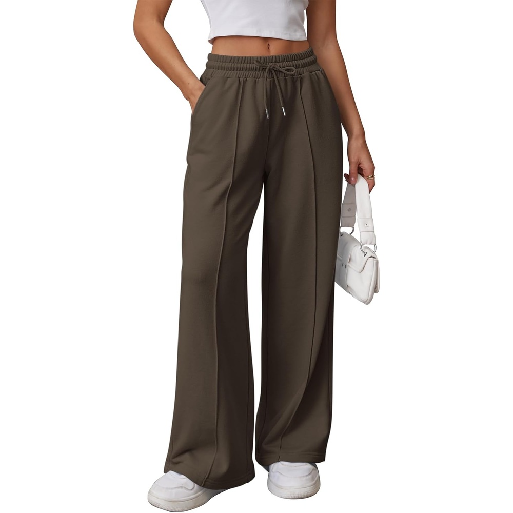 image:imageATHMILE Womens Wide Leg Sweatpants High Waisted Baggy Teen Girl PantsCoffee