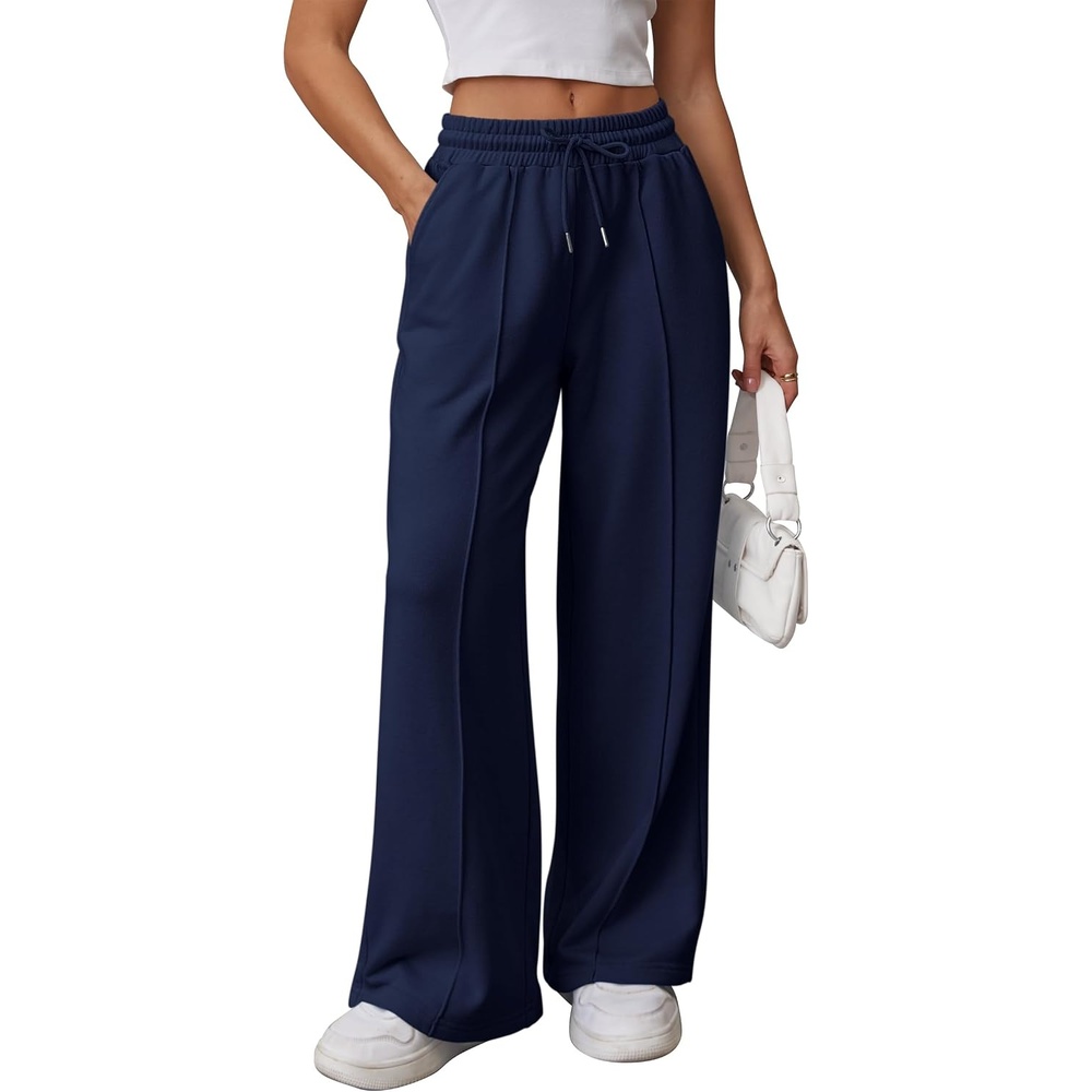 image:imageATHMILE Womens Wide Leg Sweatpants High Waisted Baggy Teen Girl PantsNavy