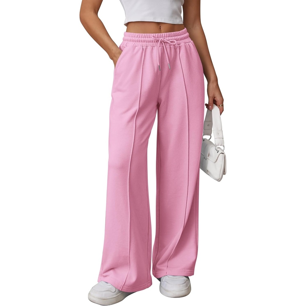 image:imageATHMILE Womens Wide Leg Sweatpants High Waisted Baggy Teen Girl PantsPink