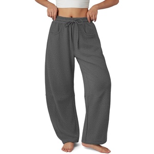 ATHMILE Barrel Sweatpants Women Wide Leg Baggy Lounge Casual Pants(Dark Grey)