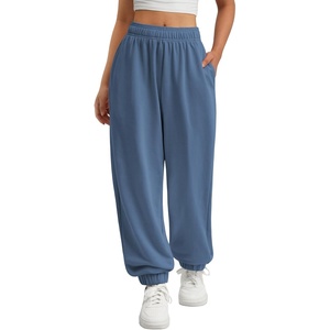 ATHMILE Sweatpants Women Wide Leg Baggy Lounge Sweat Pants(A-gray Blue)