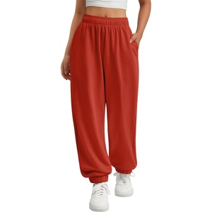ATHMILE Sweatpants Women Wide Leg Baggy Lounge Sweat Pants(A-red)
