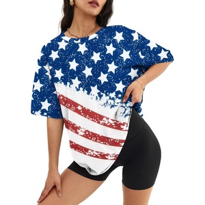 ATHMILE Womens Oversized T Shirts Short Sleeve Workout Tops(Usa Flag)