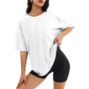 ATHMILE Womens Oversized T Shirts Short Sleeve Workout Tops(White)