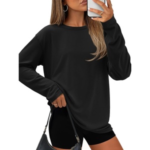ATHMILE Womens Oversized T Shirts Short Sleeve Workout Tops(Z-black)
