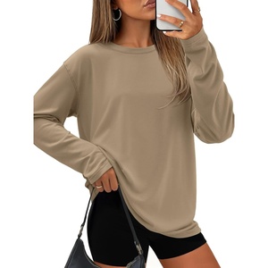 ATHMILE Womens Oversized T Shirts Short Sleeve Workout Tops(Z-khaki)