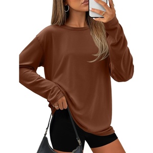 ATHMILE Womens Oversized T Shirts Short Sleeve Workout Tops(Z-light Brown)