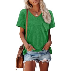 ATHMILE Womens T Shirts Short Sleeve V Neck Summer Tops Basic Tees(Saint Patrick Green)