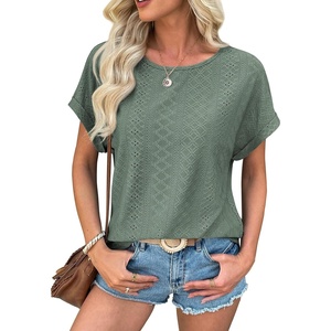 ATHMILE Women’s Tunics Loose Fit Dressy Blouses Summer Short Sleeve Tops with Curved Hem Beach Vacation Clothes for Women(Grey Green)