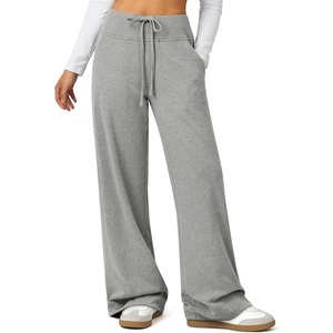 ATHMILE Womens Wide Leg Sweatpants Baggy Drawstring Sweat Pants(Grey)
