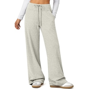 ATHMILE Womens Wide Leg Sweatpants Baggy Drawstring Sweat Pants(Light Grey)