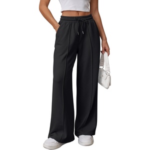ATHMILE Womens Wide Leg Sweatpants High Waisted Baggy Teen Girl Pants(Black)