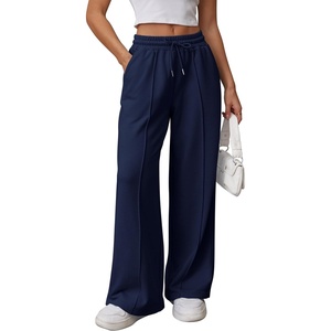 ATHMILE Womens Wide Leg Sweatpants High Waisted Baggy Teen Girl Pants(Navy)