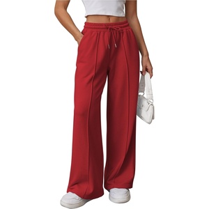 ATHMILE Womens Wide Leg Sweatpants High Waisted Baggy Teen Girl Pants(Red)