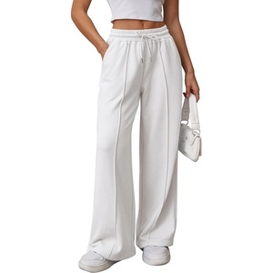 ATHMILE Womens Wide Leg Sweatpants High Waisted Baggy Teen Girl Pants(White)