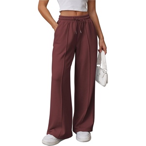 ATHMILE Womens Wide Leg Sweatpants High Waisted Baggy Teen Girl Pants(Wine Red)